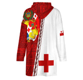 Tonga Hoodie Blanket - Red/White